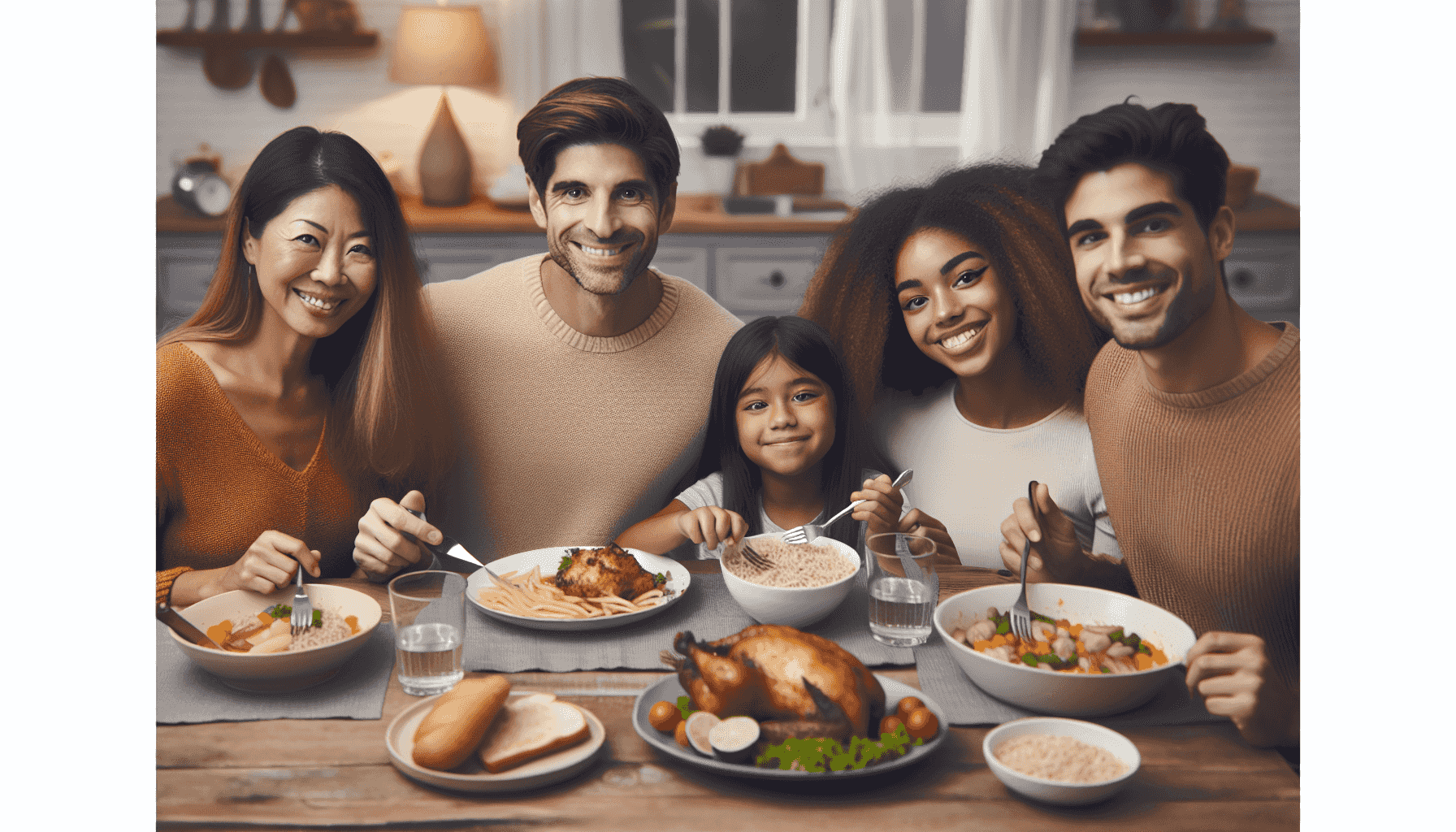 Family meal with chicken