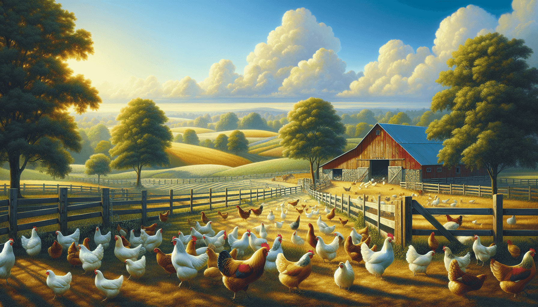 Farm with free-range chickens