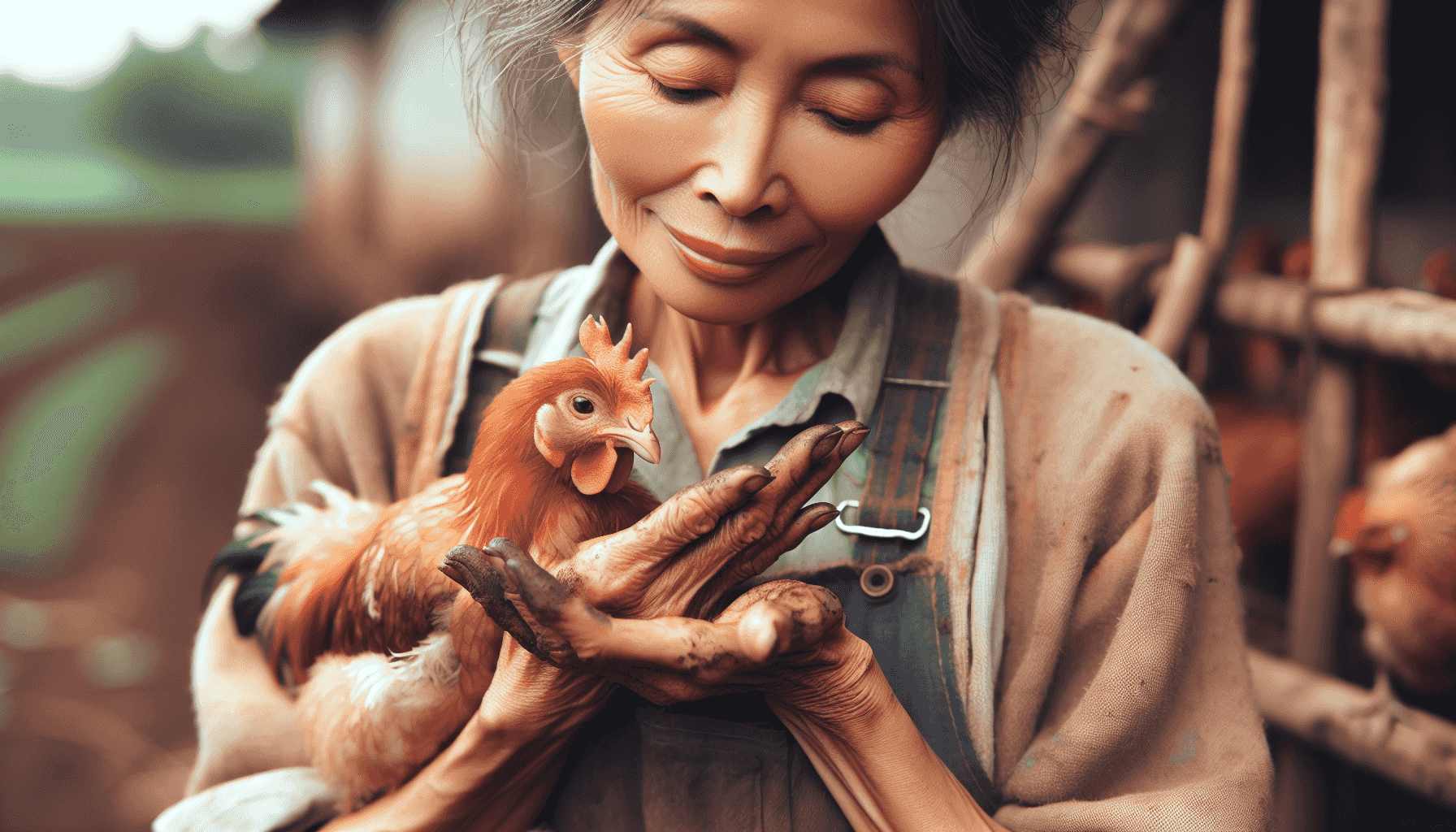 Farmer with chicken